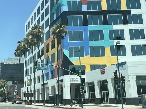 Colorful modern building on Lankershim Blvd, NoHo Arts District